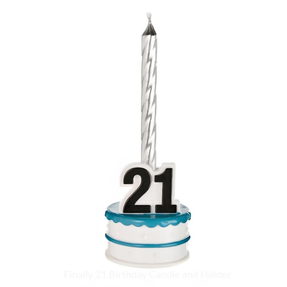 Party City Silver 21st Birthday Beer Bottle Candle Holder/ Cake Topper